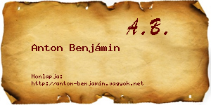 Anton Benjámin névjegykártya